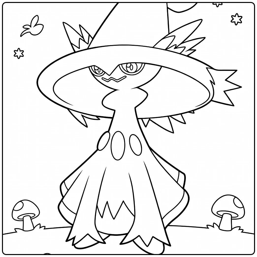 Beautiful Mismagius Nighttime Background coloring page
