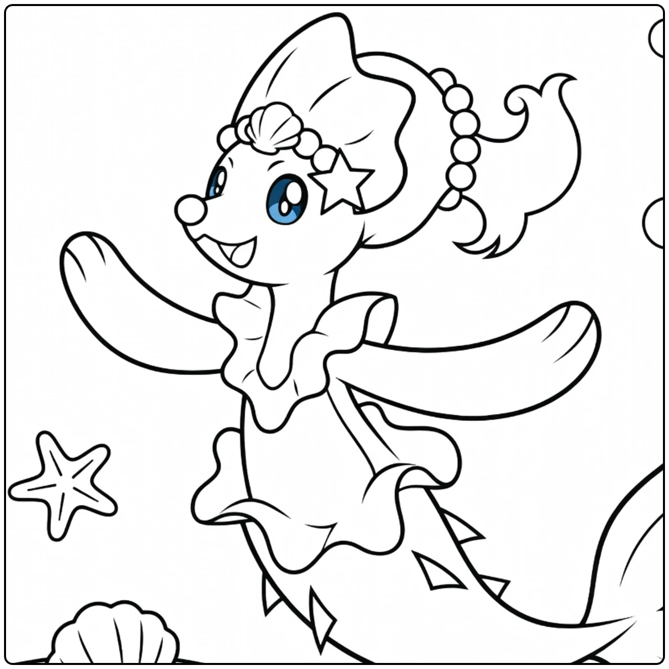 Primarina Shells and Stars coloring page