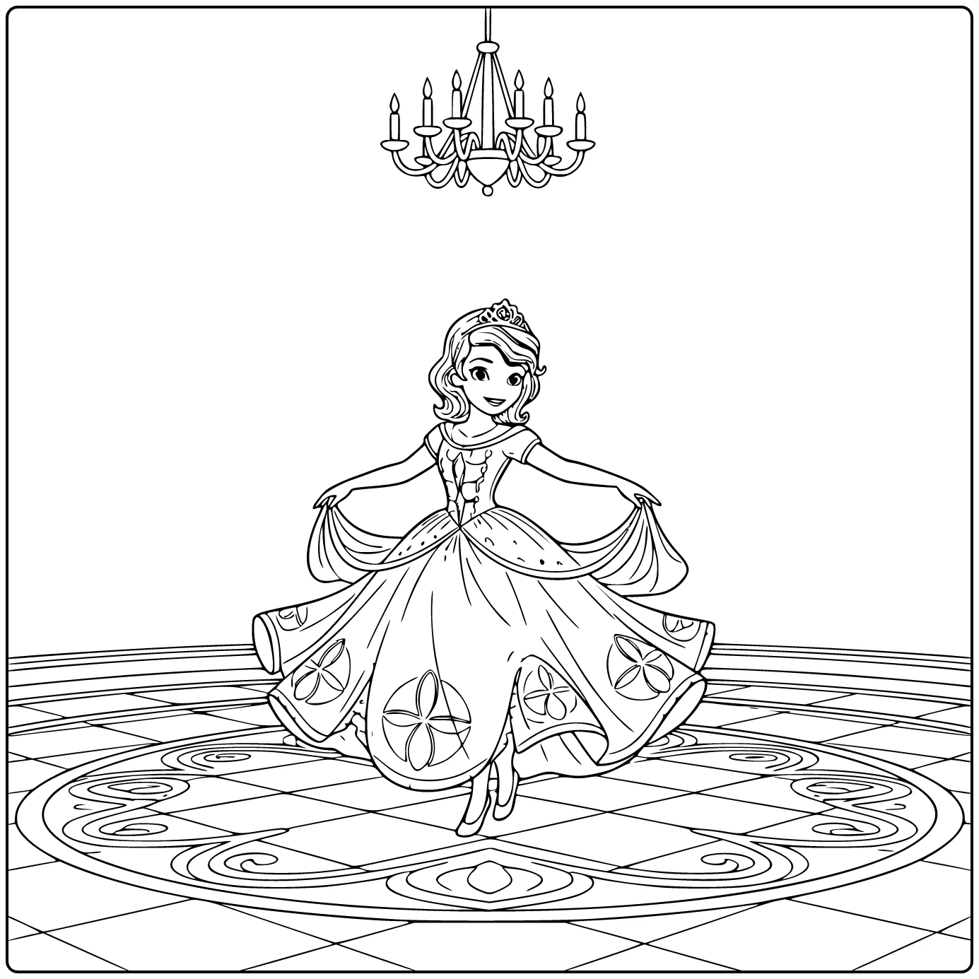 princess sofia coloring page dansend in koninklijke balzaal