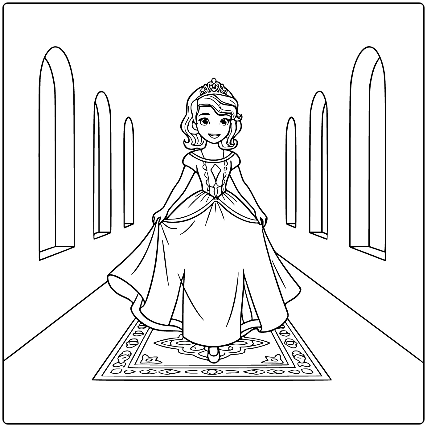 princess sofia coloring page princess in kasteelhal wandelend
