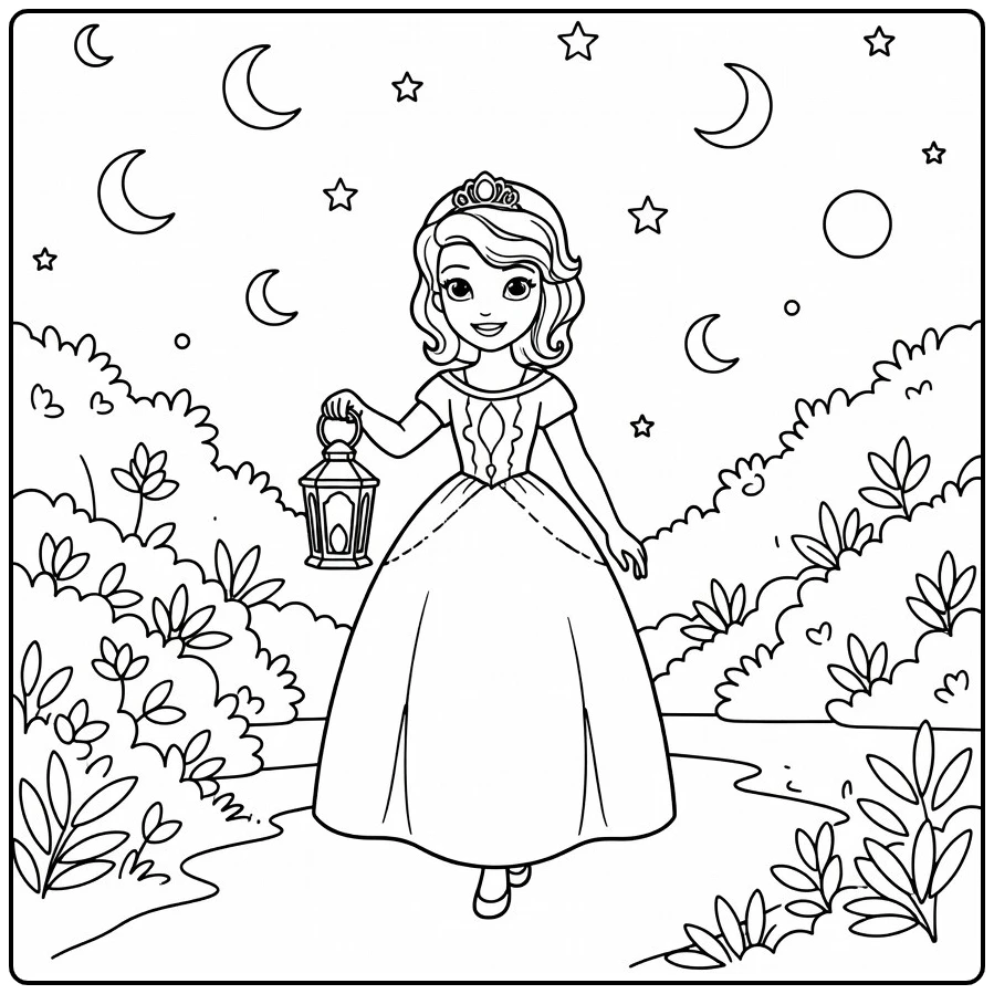 princess sofia coloring page princess sofia houdt kleine lantaarn vast