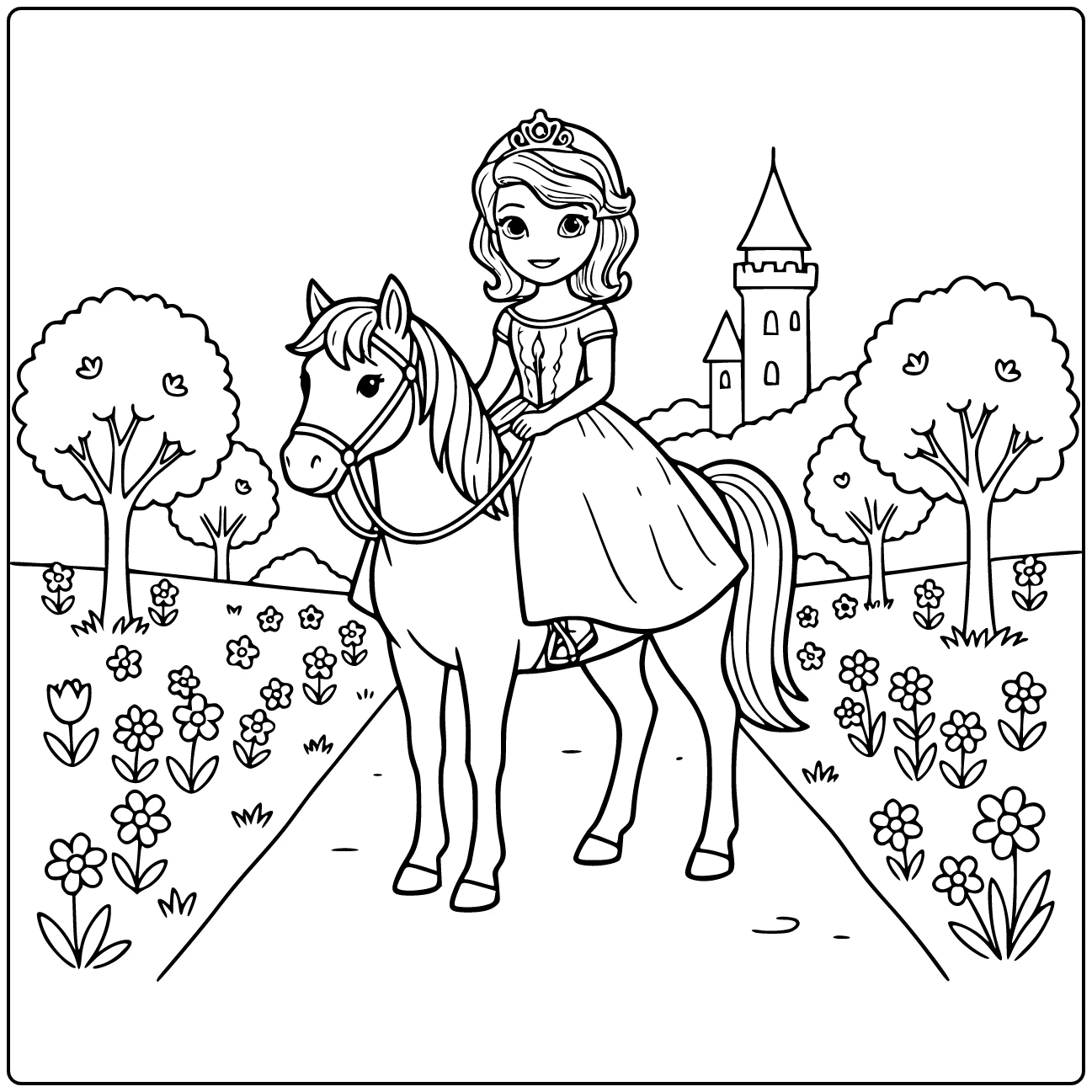 princess sofia coloring page sofia rijdt pony in tuin