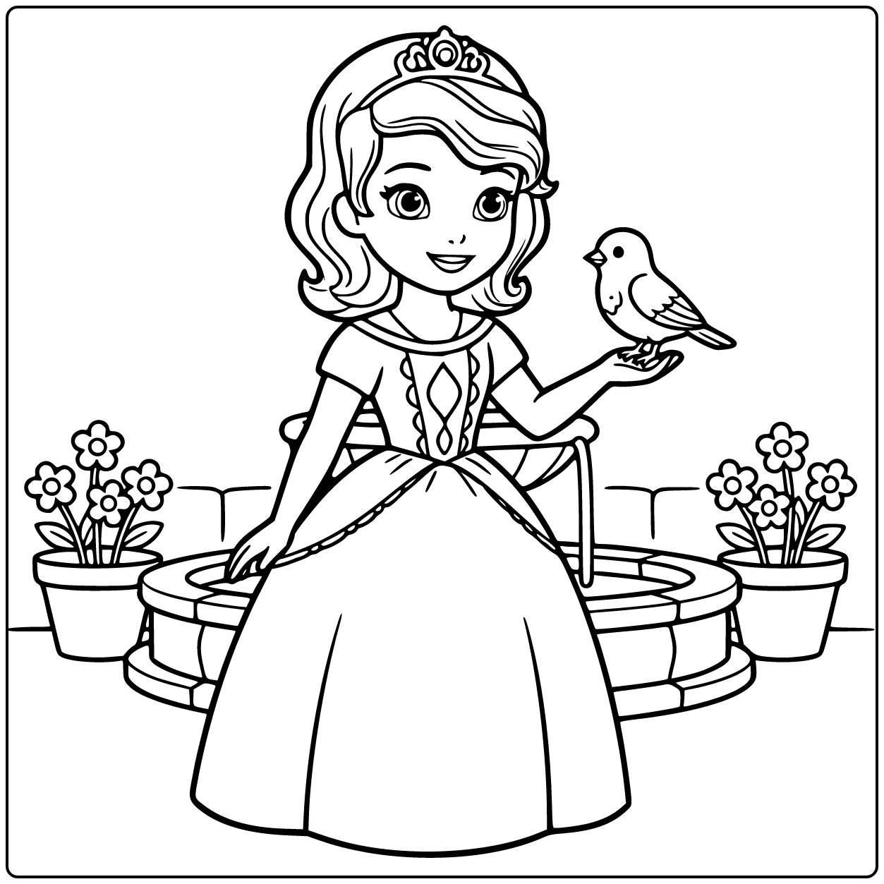 princess sofia coloring page sofia voert vogel from hand