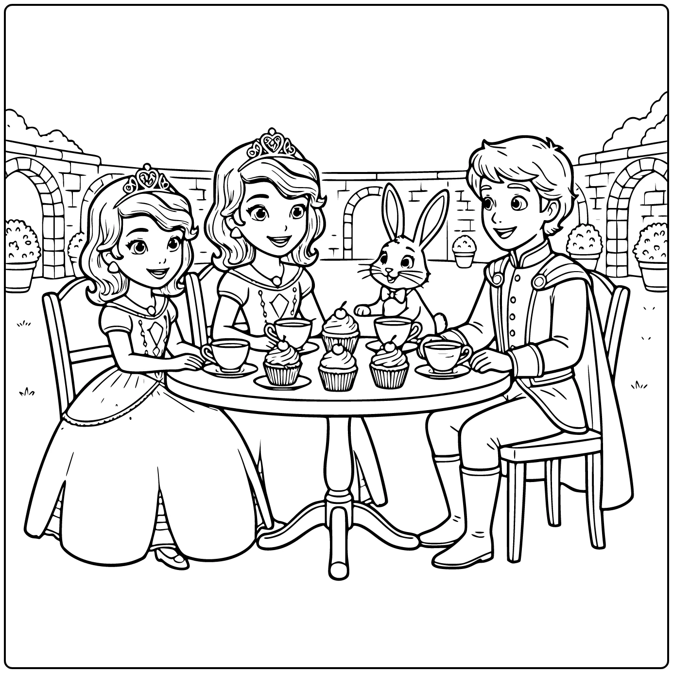 princess sofia coloring page cheerful tea party with amber james clover