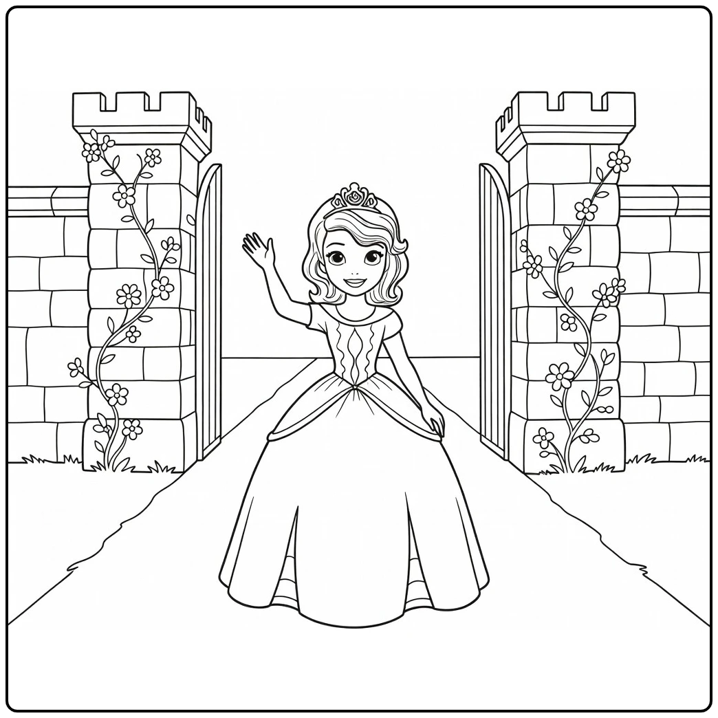 princess sofia coloring page wuivende sofia near kasteelpoort