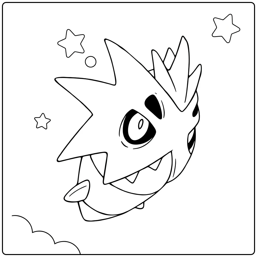 Pupitar Tough Rock Monster in Action Pose coloring page