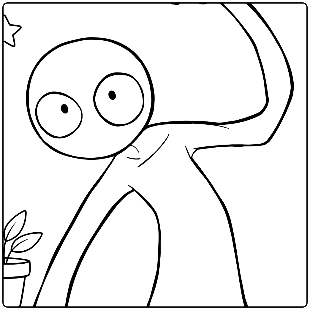 Purple Rainbow Friends coloring page showing the monster peeking