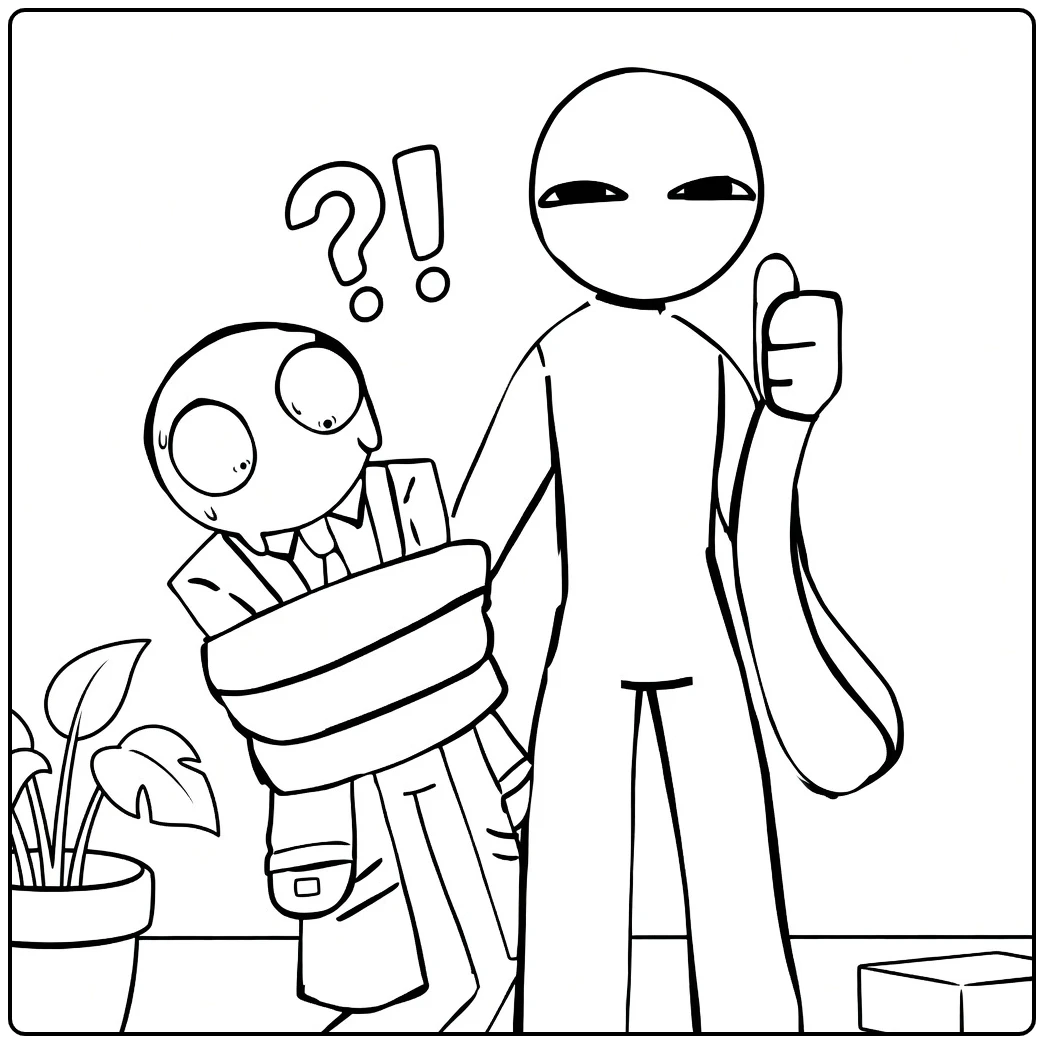 Purple Rainbow Friends coloring page showing two cartoon figures