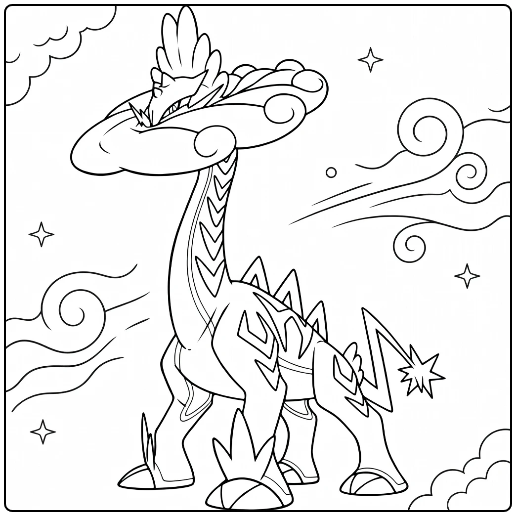 raging bolt coloring page krachtige Pokemon giraf
