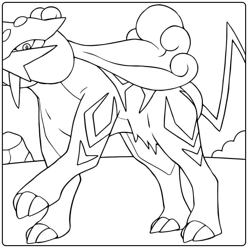 Raikou in Powerful Action Pose coloring page