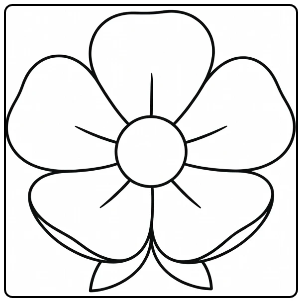 Buttercup coloring page showing a simple five-petal flower