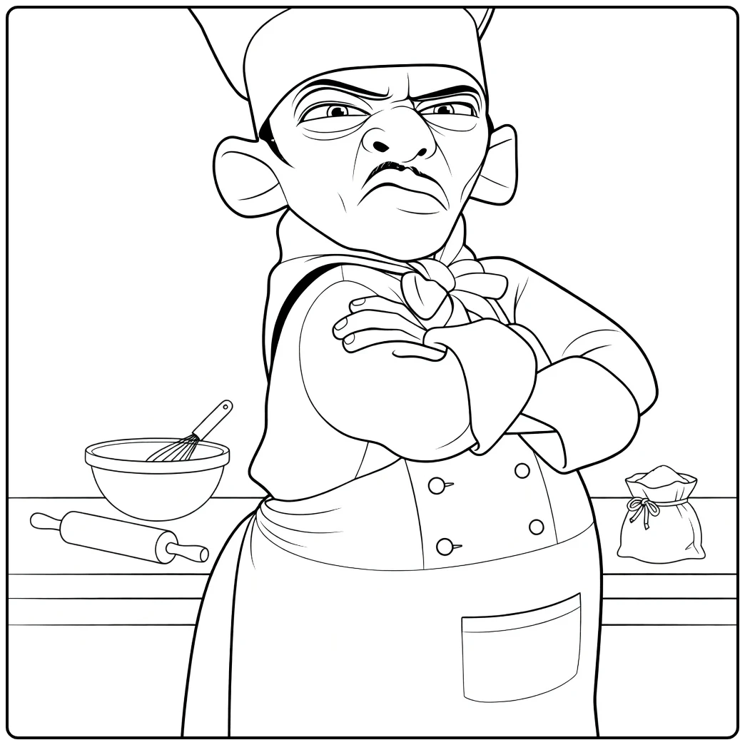 ratatouille Angry Chef in the Keuken coloring page