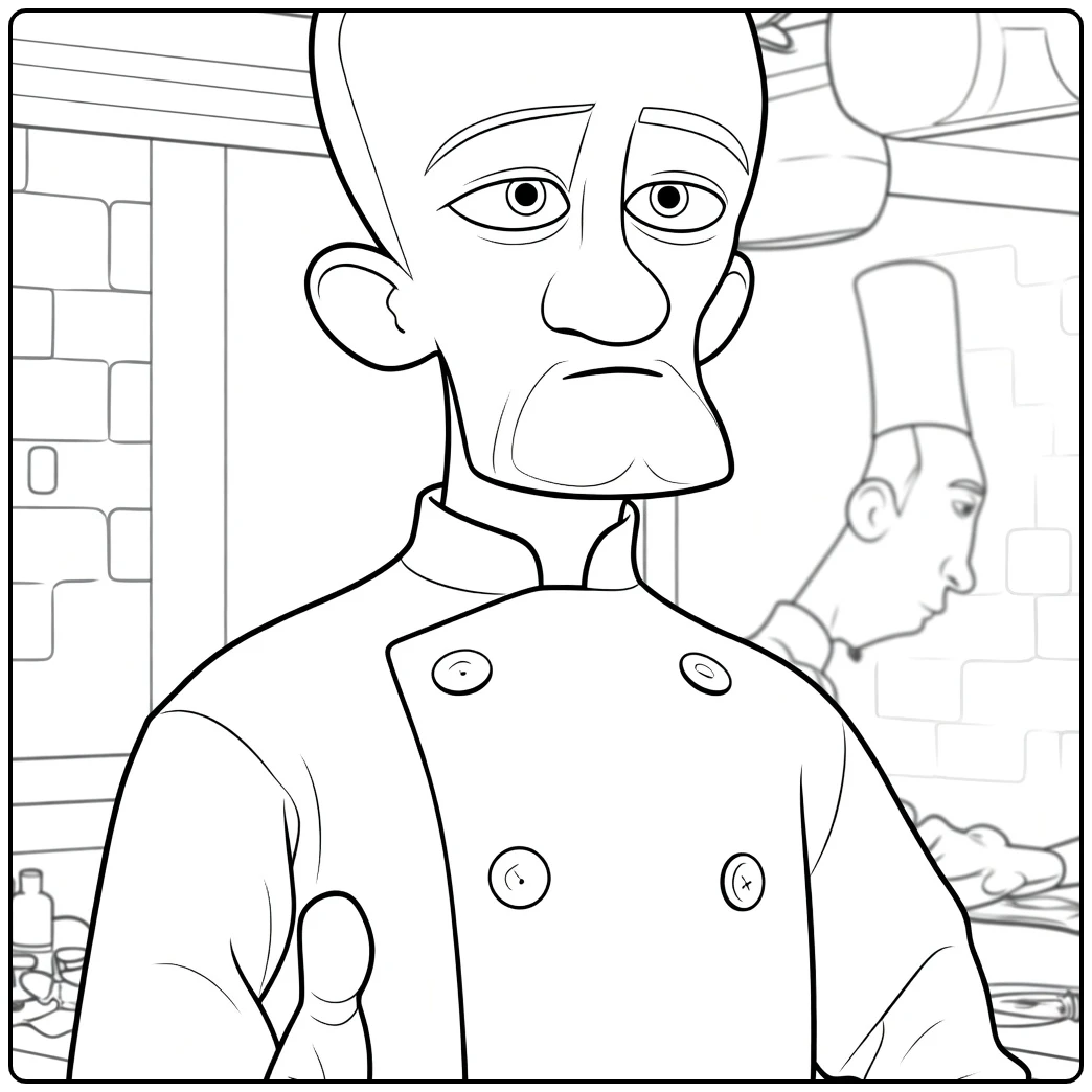 ratatouille Chef with Ernstige Blik coloring page