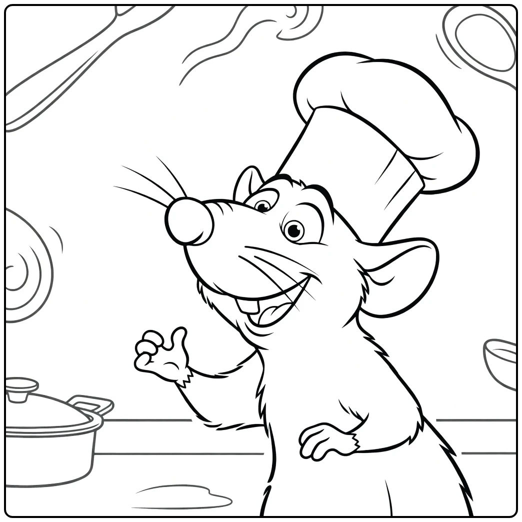 ratatouille Remy the Chef in Action coloring page