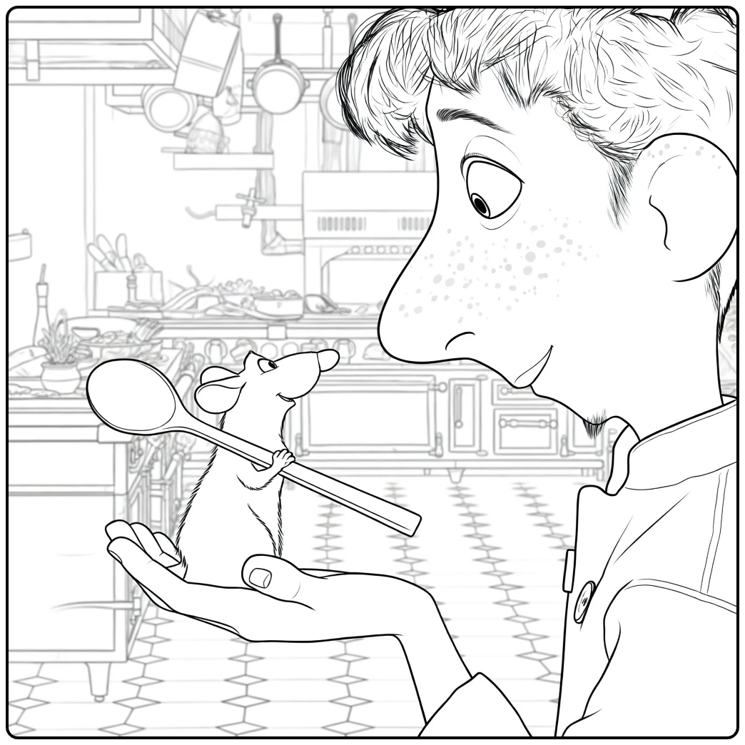 ratatouille Remy and Kok with Lepel coloring page