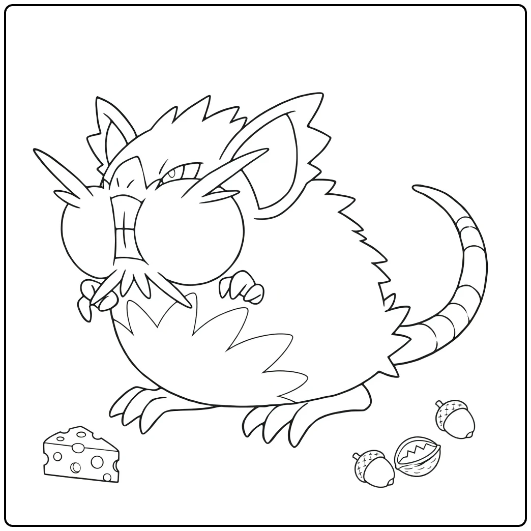 Raticate Form Angry Alolan Rat coloring page