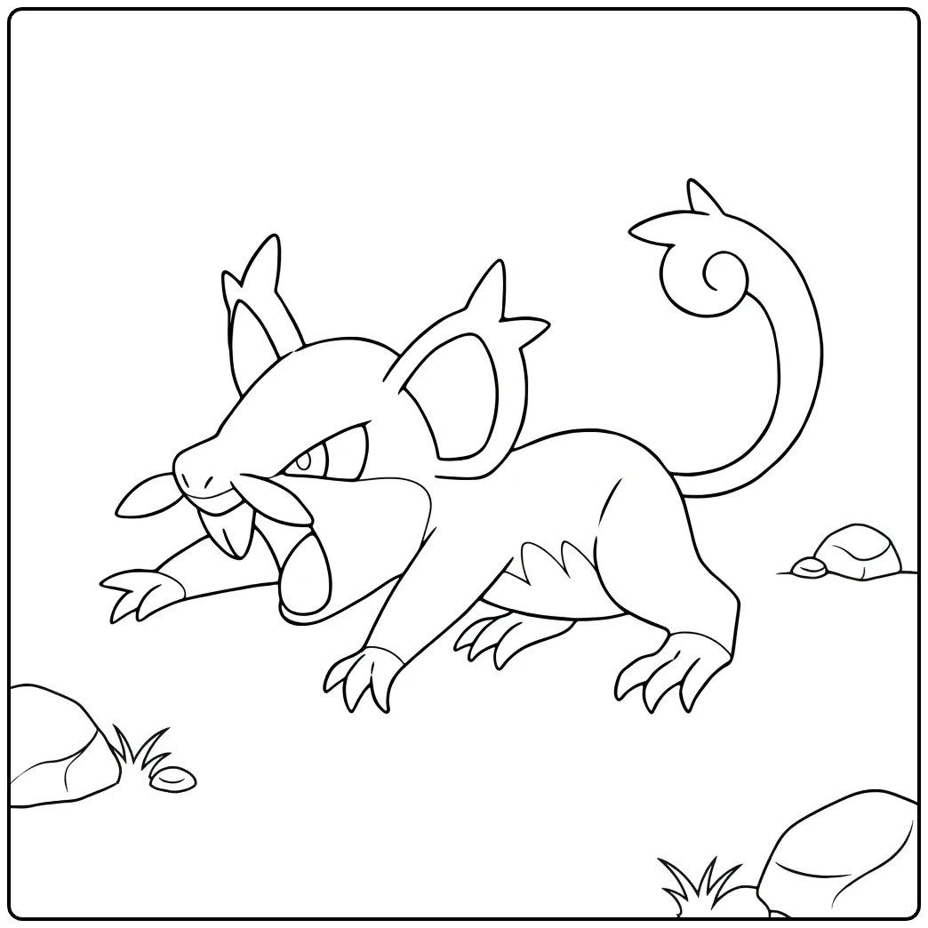 Rattata Alolan Form in Attack Pose coloring page