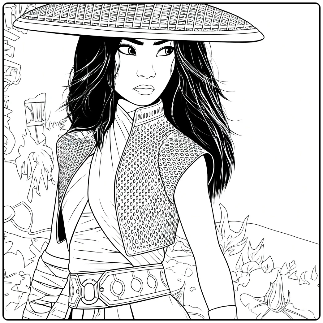 raya Avontuurlijke Heldin with Iconische Outfit coloring page