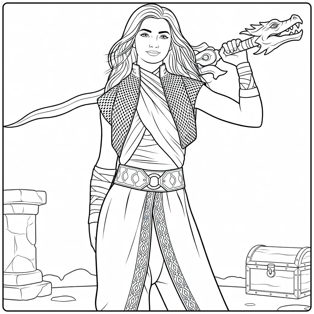 raya Brave Avonturier with Drakenzwaard coloring page