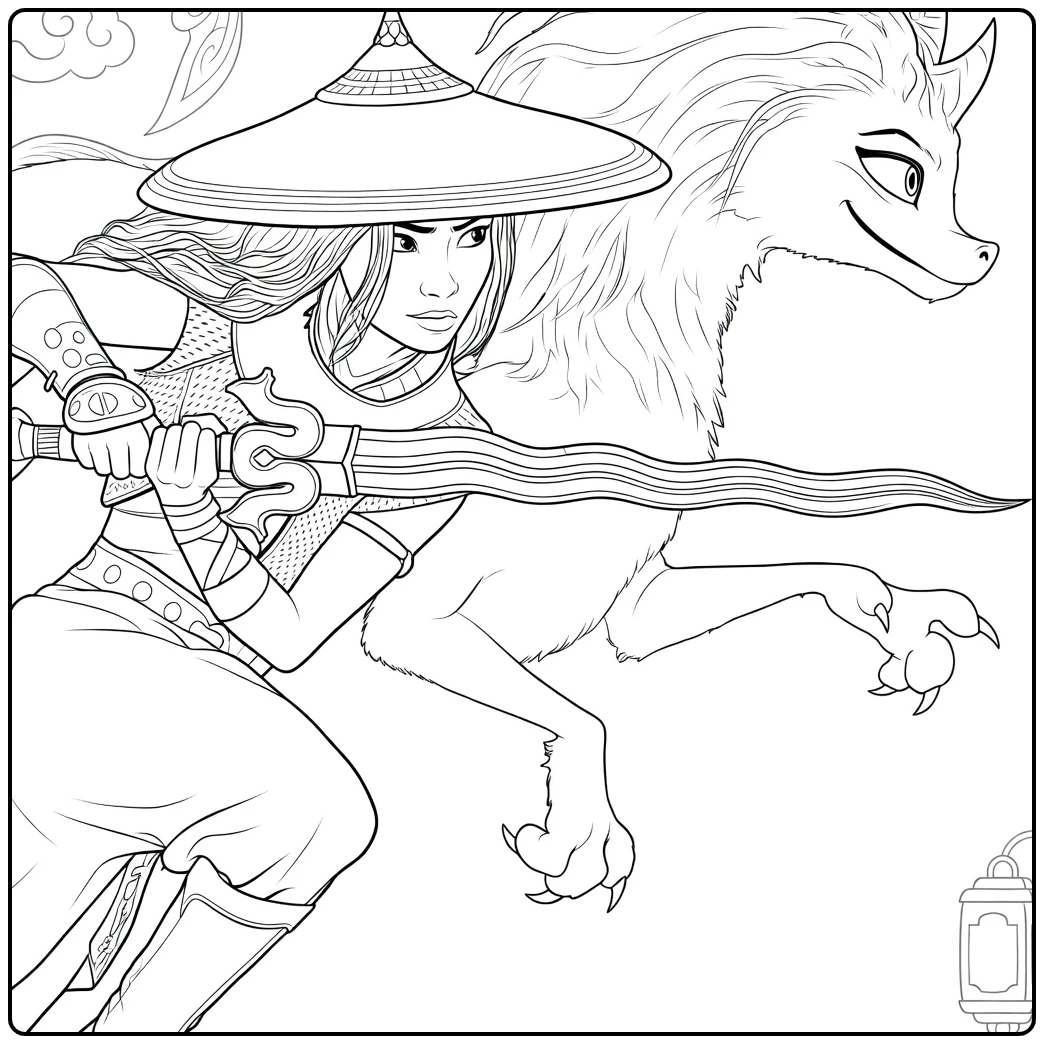 raya Brave Heldin in Action coloring page