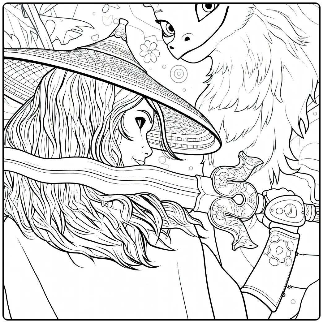 raya Raya with Hat and Dragon coloring page