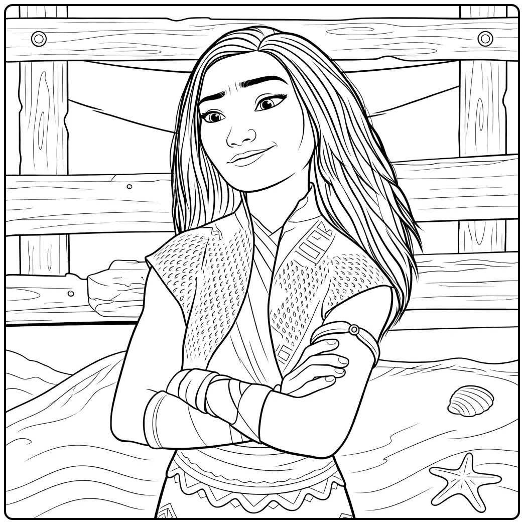 raya Raya with Beach and Houten Wand coloring page
