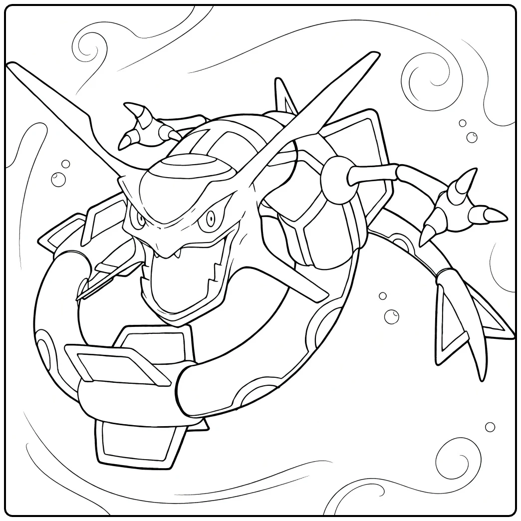 rayquaza coloring page legendarische Pokemon