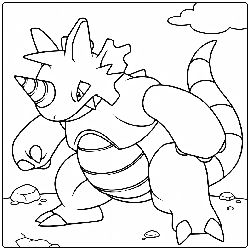 Rhydon for Kids Powerful Knight Pokemon coloring page