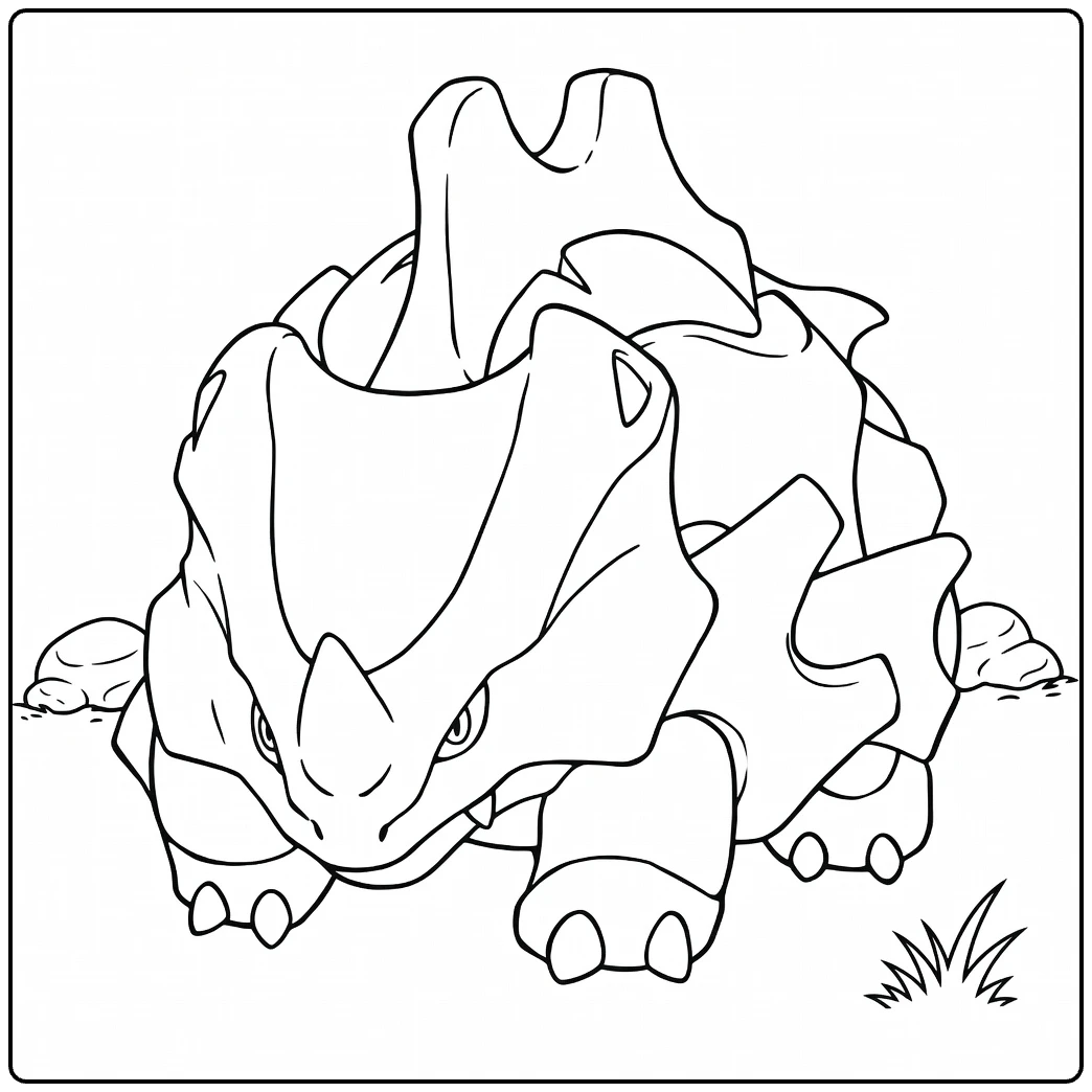Rhyhorn Powerful Rock Pokemon Pose coloring page
