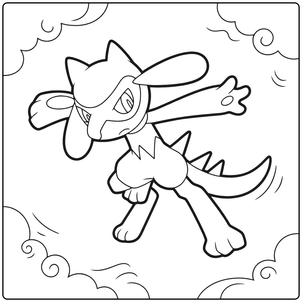 Riolu Dynamic Action Pose coloring page