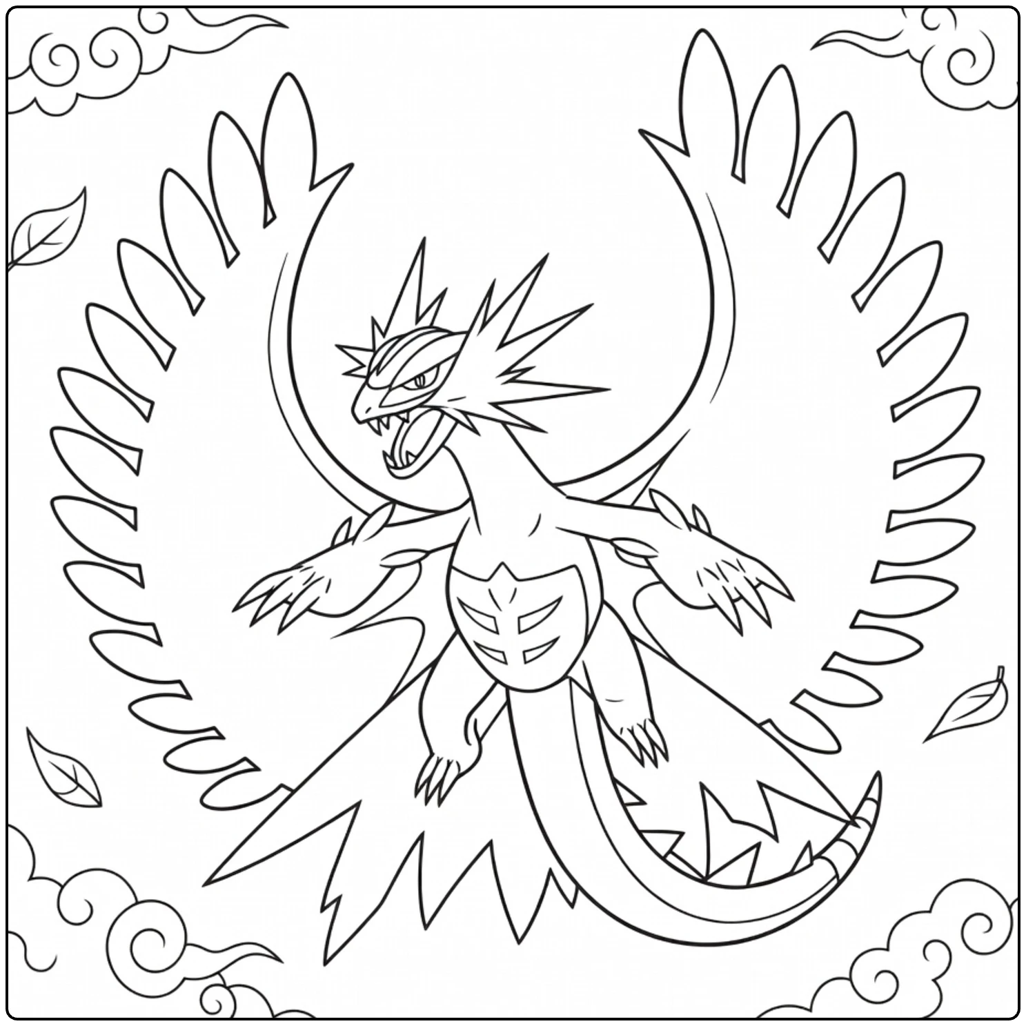 Roaring Moon for Pokemon Fans coloring page