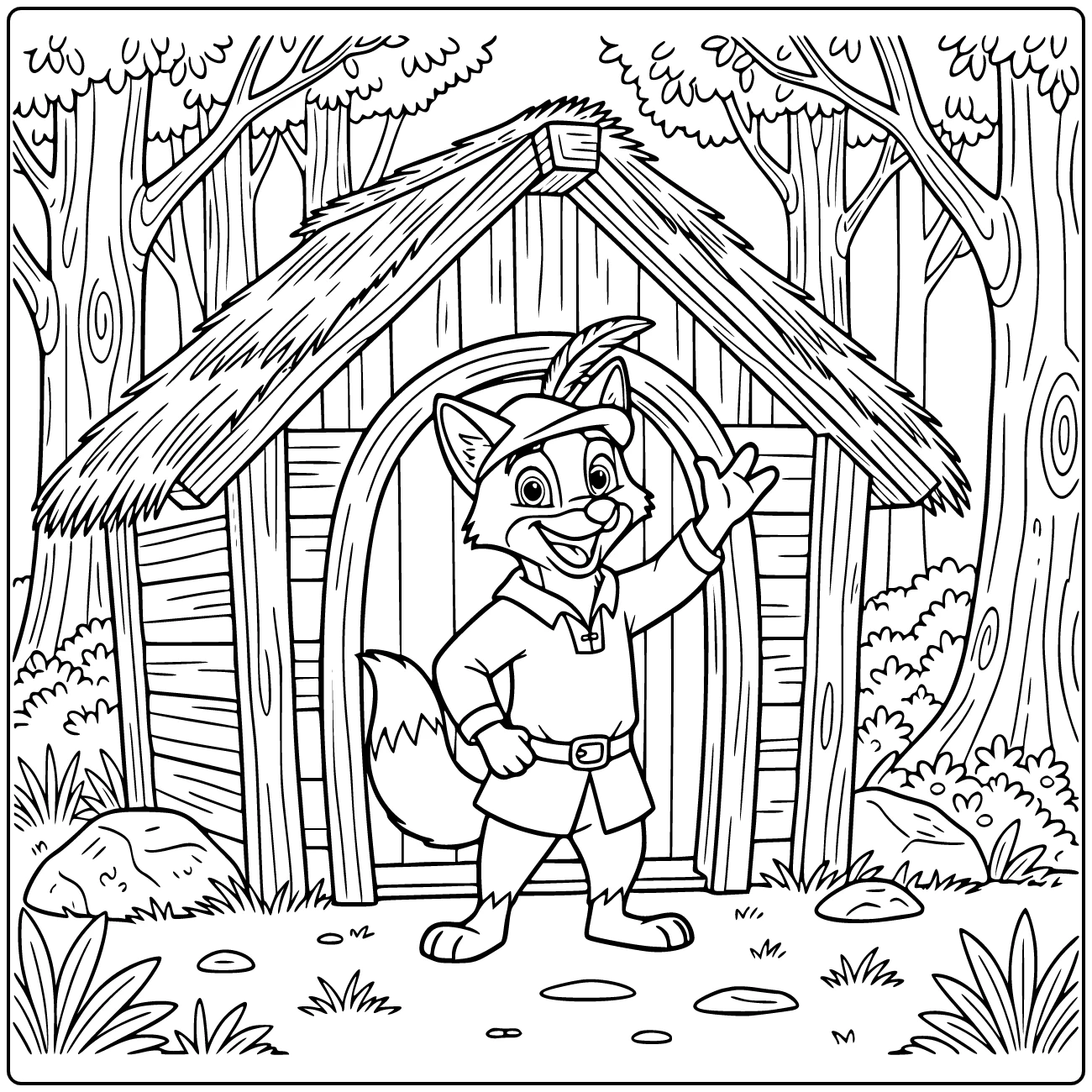 robin hood coloring page happy vos als klassieke disney held