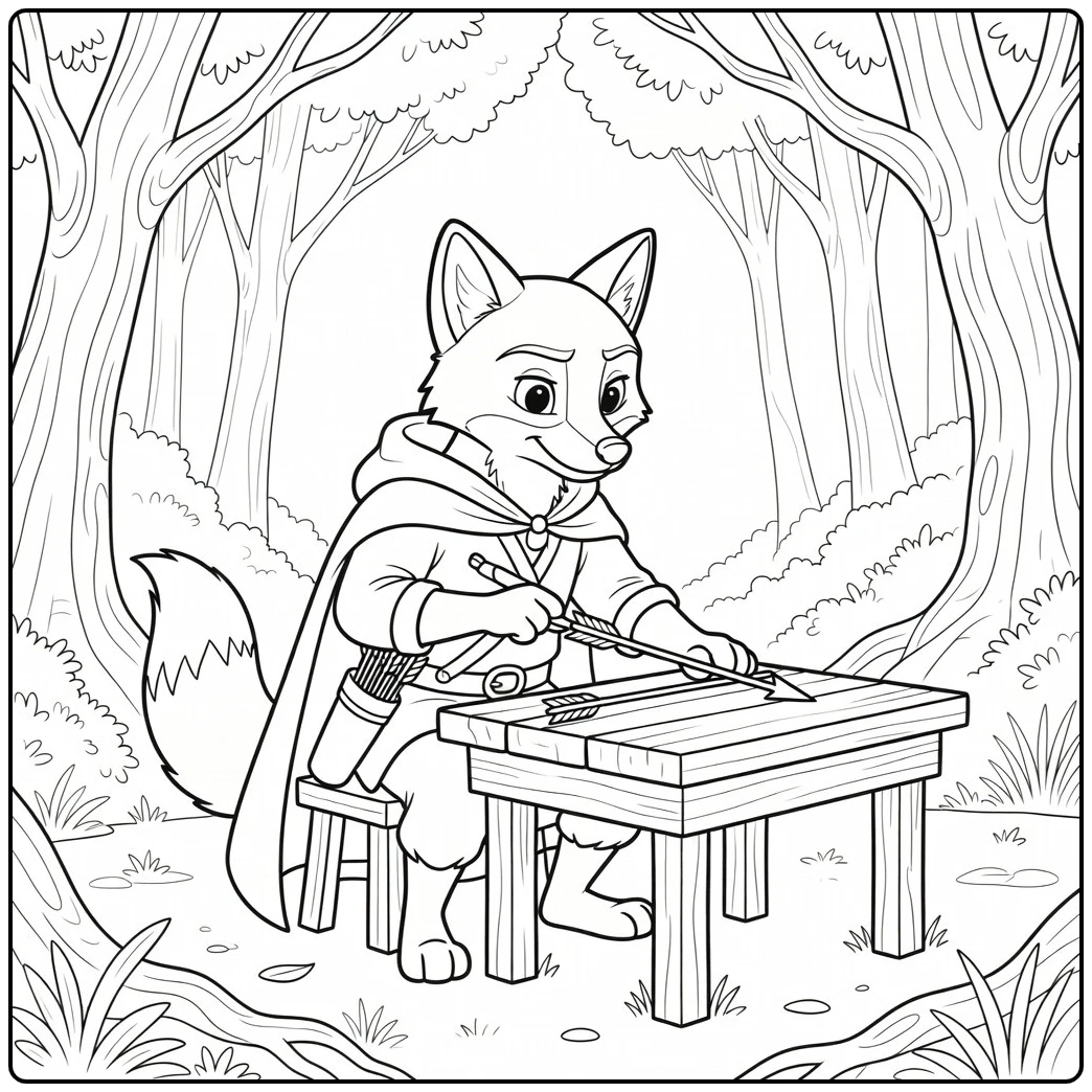 robin hood coloring page with animated vos held