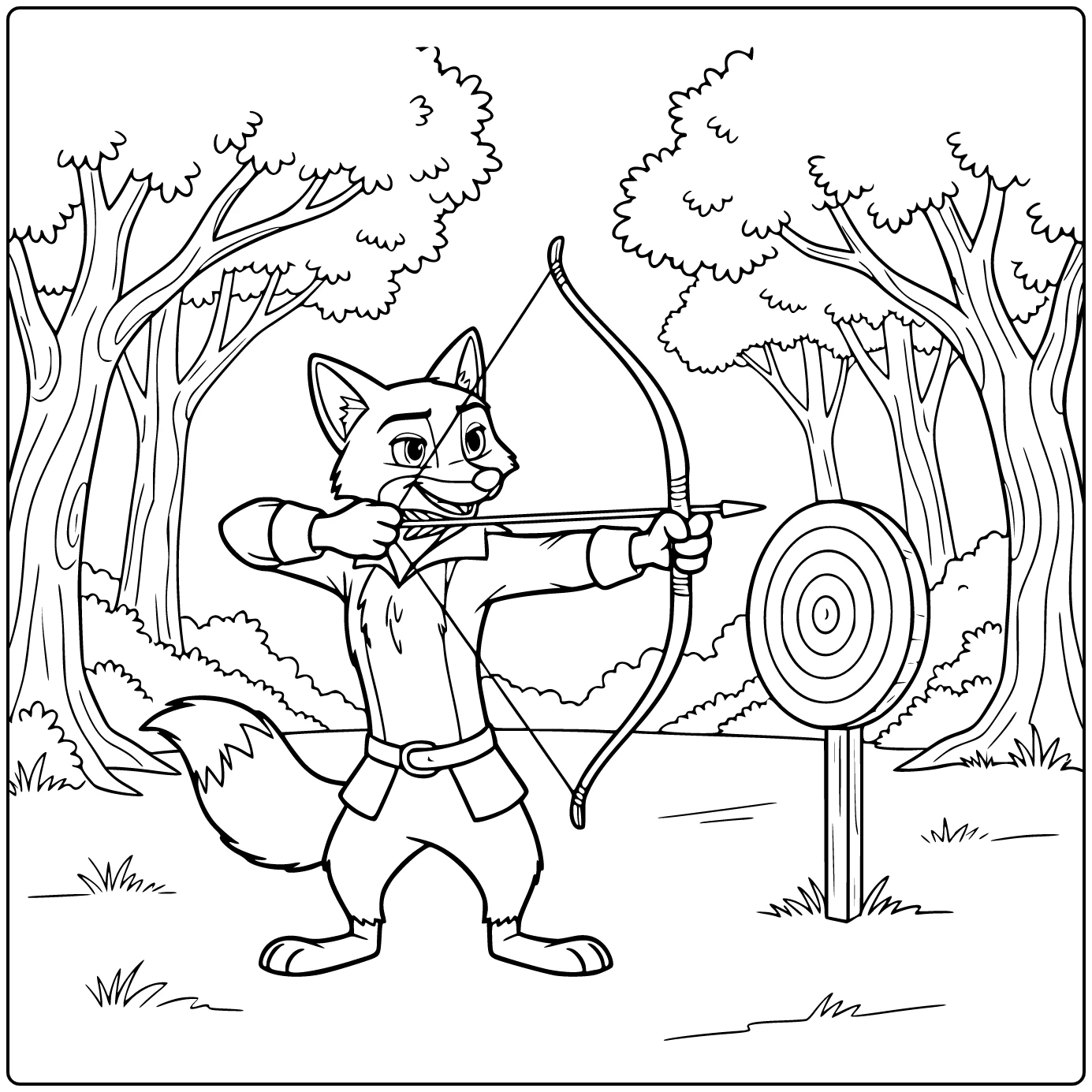 robin hood coloring page with cute vos als robin hood