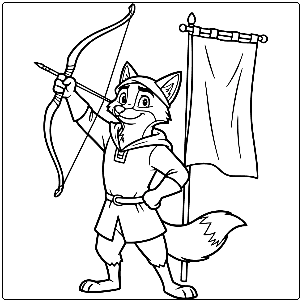 robin hood coloring page zelfverzekerde vos hero