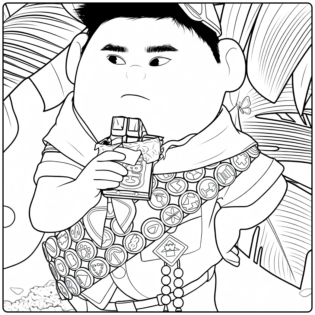 russell Russell with Zijn Avonturierssash coloring page