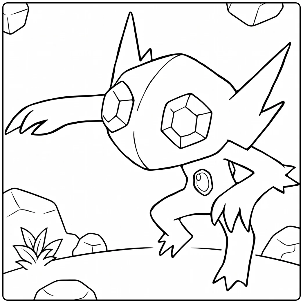 Sableye in Dynamic Pose coloring page