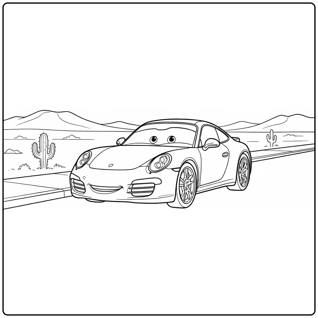 sally Carrera in Quiet Radiator Springs coloring page