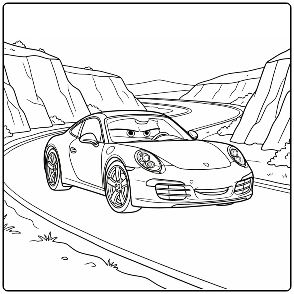 sally Carrera in Zachte Turn Bergweg coloring page