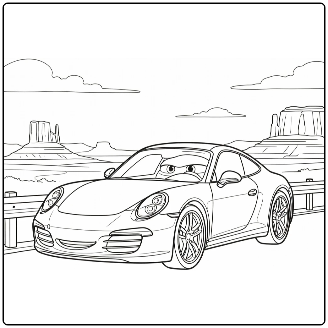 sally Carrera Rust with Desert Overlook coloring page