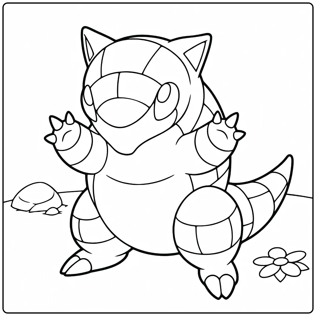 Sandshrew Cute Arm-waving Shrew coloring page