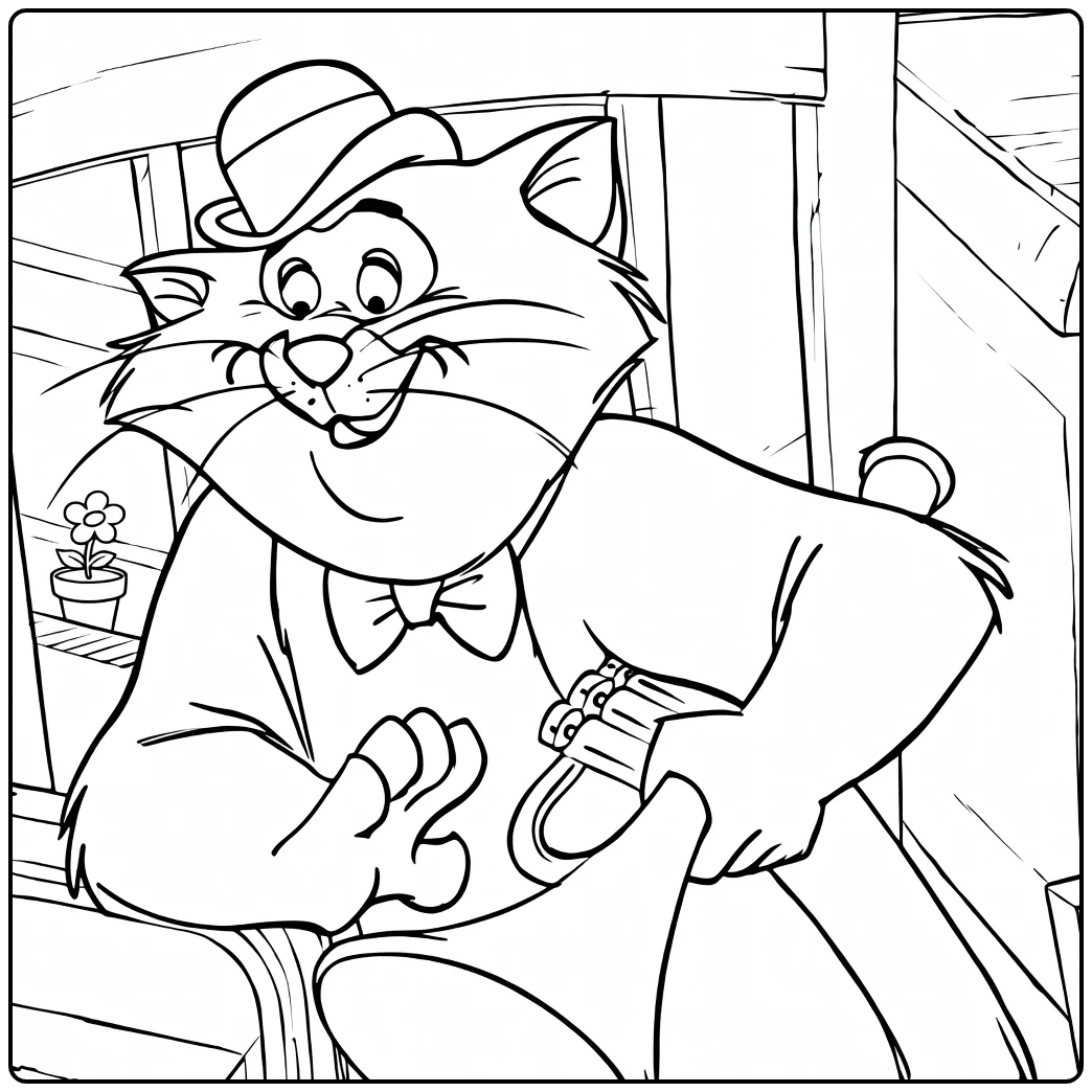 scat cat coloring page of elegante cartoon kat