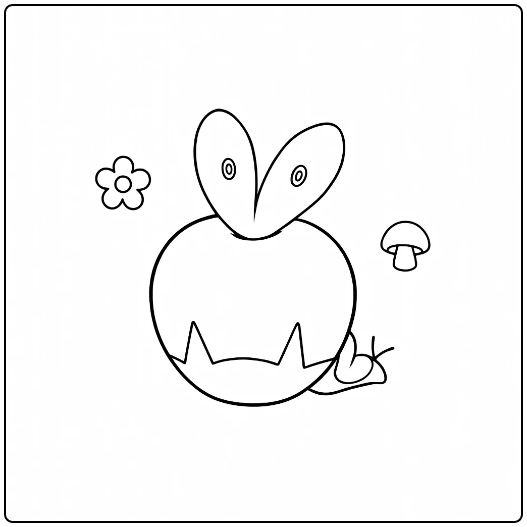 cute applin coloring page with slak and flower
