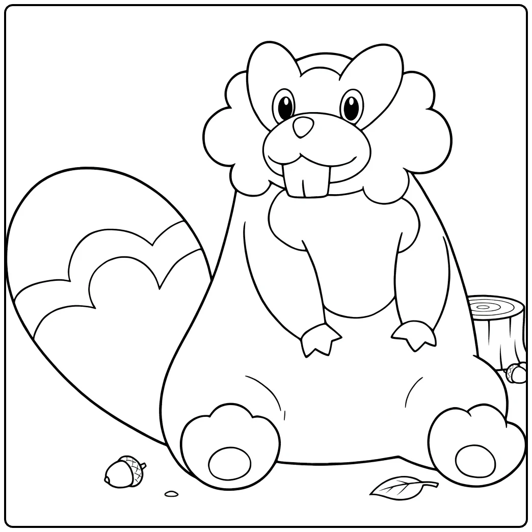 cute bibarel coloring page Pokemon with log
