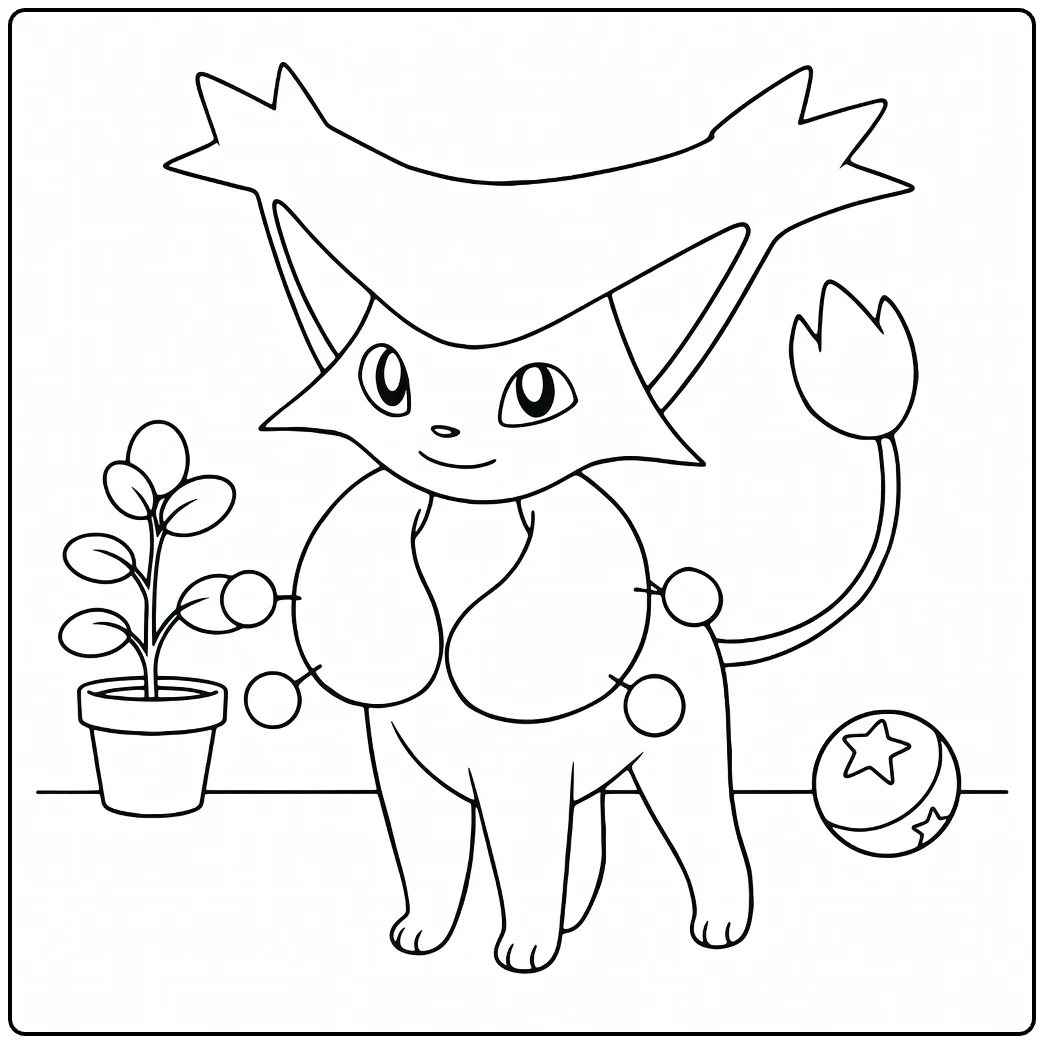 cute delcatty coloring page for children