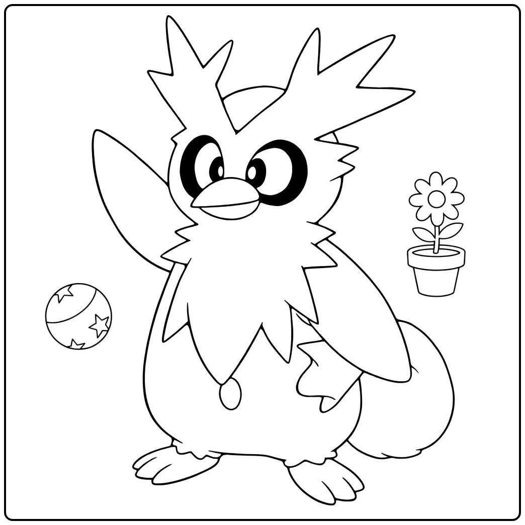 Cute Delibird Pokemon coloring page