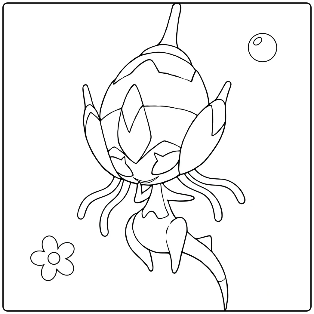 Cute Poipole Pokemon coloring page