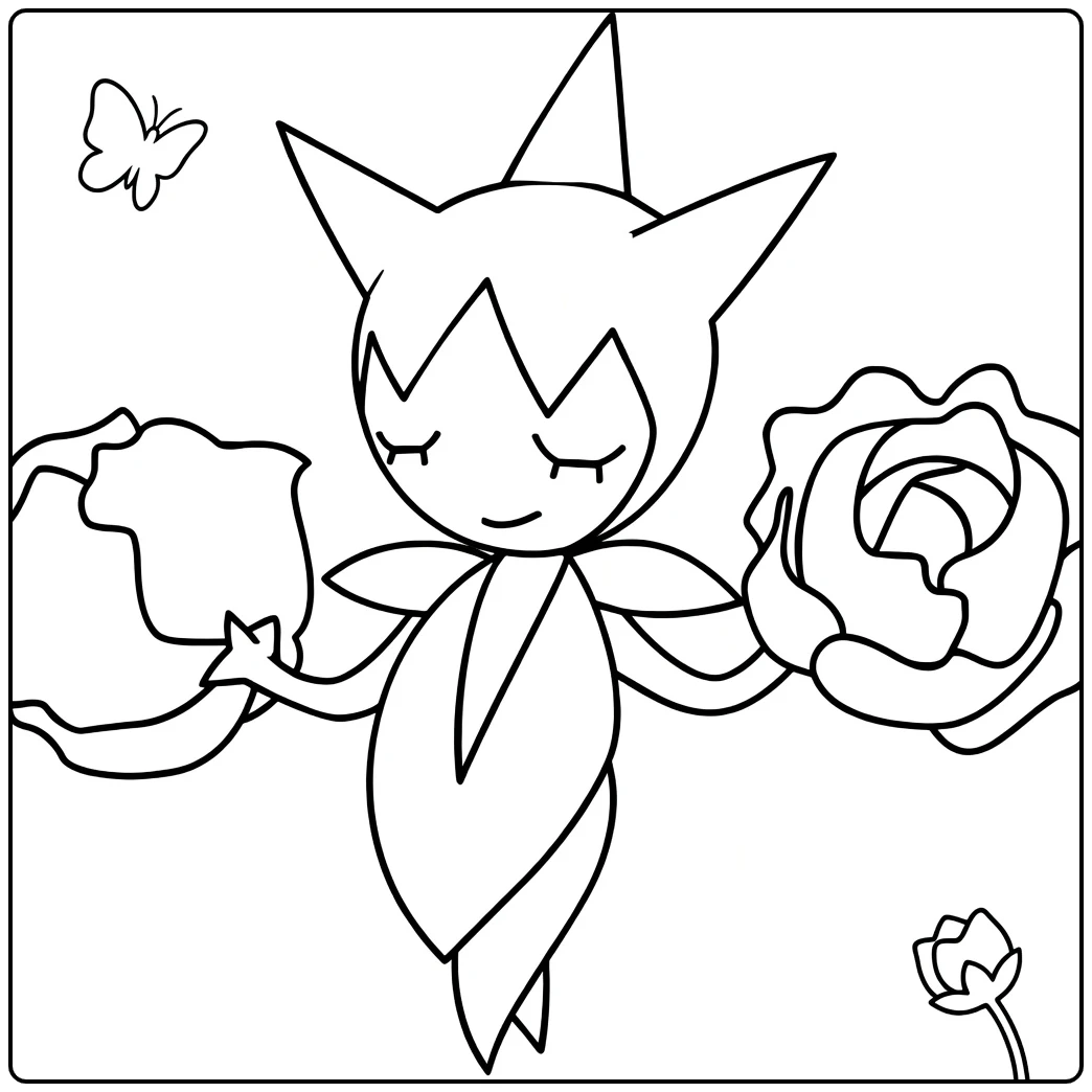 Cute Roselia Pokemon coloring page