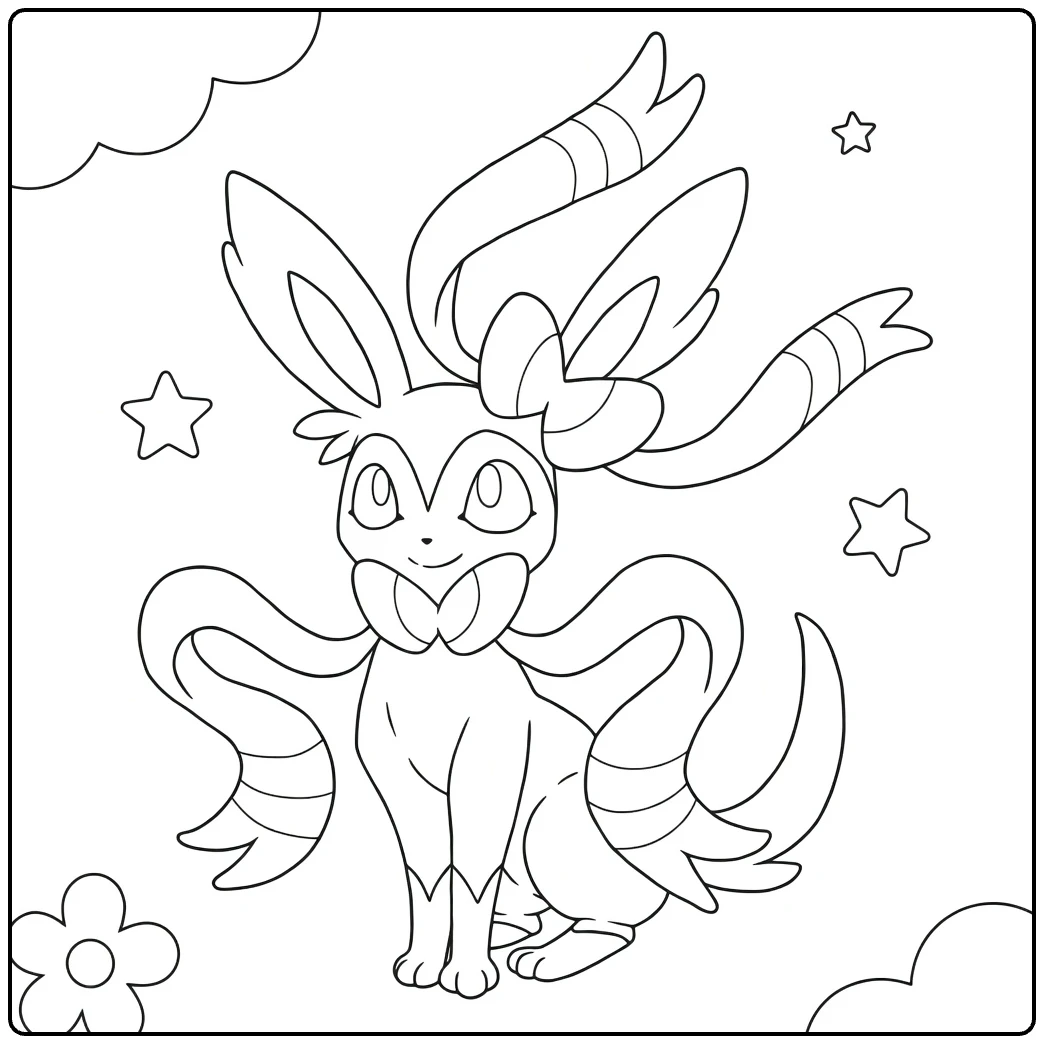 Cute Sylveon for Kids coloring page