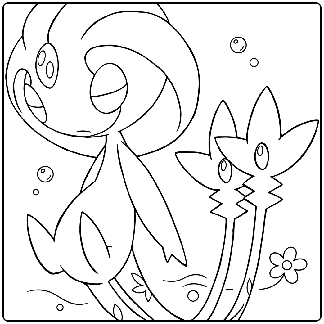 cute uxie coloring page in onderwaterwereld